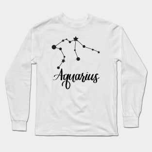 Aquarius Zodiac Constellation in Black Long Sleeve T-Shirt